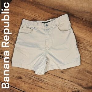 Banana Republic High Waist Tan 5 Pocket 100% Cotton Shorts Size 6